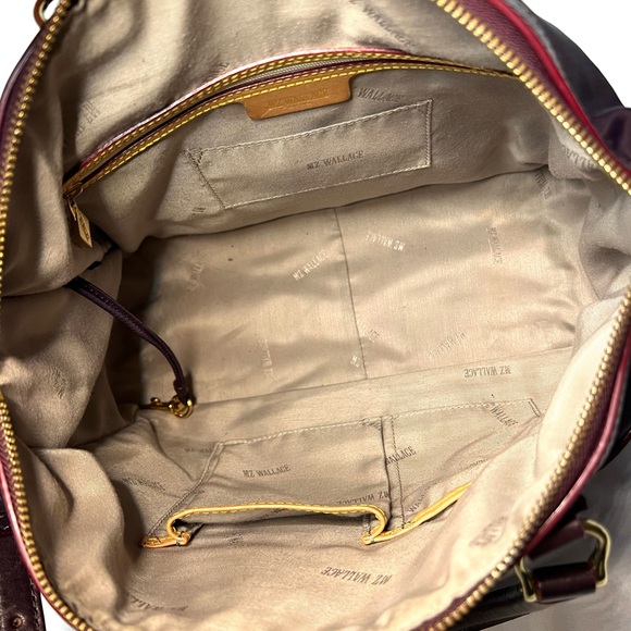 MZ Wallace Burgundy Nylon Leather Trim Satchel Crossbody Bag Lightweight Tote - Picture 13 of 14